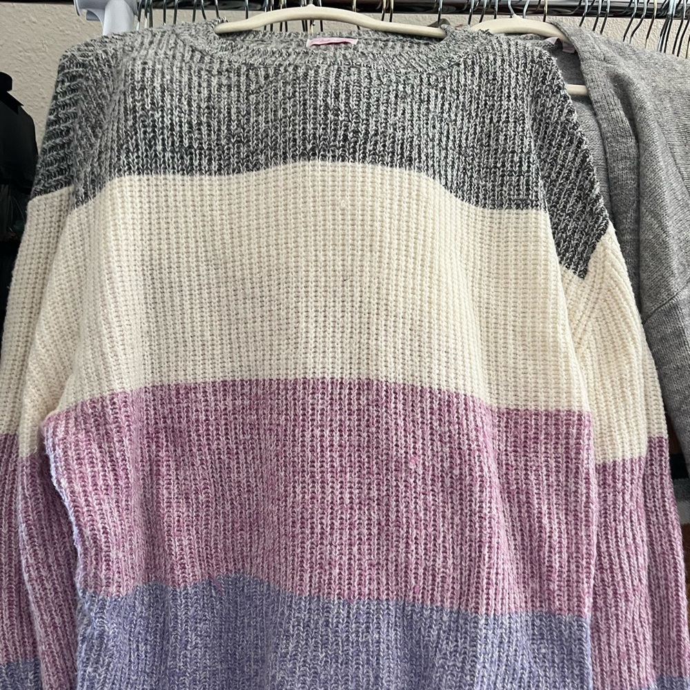 Pink Lily Purple Colorblock Sweater